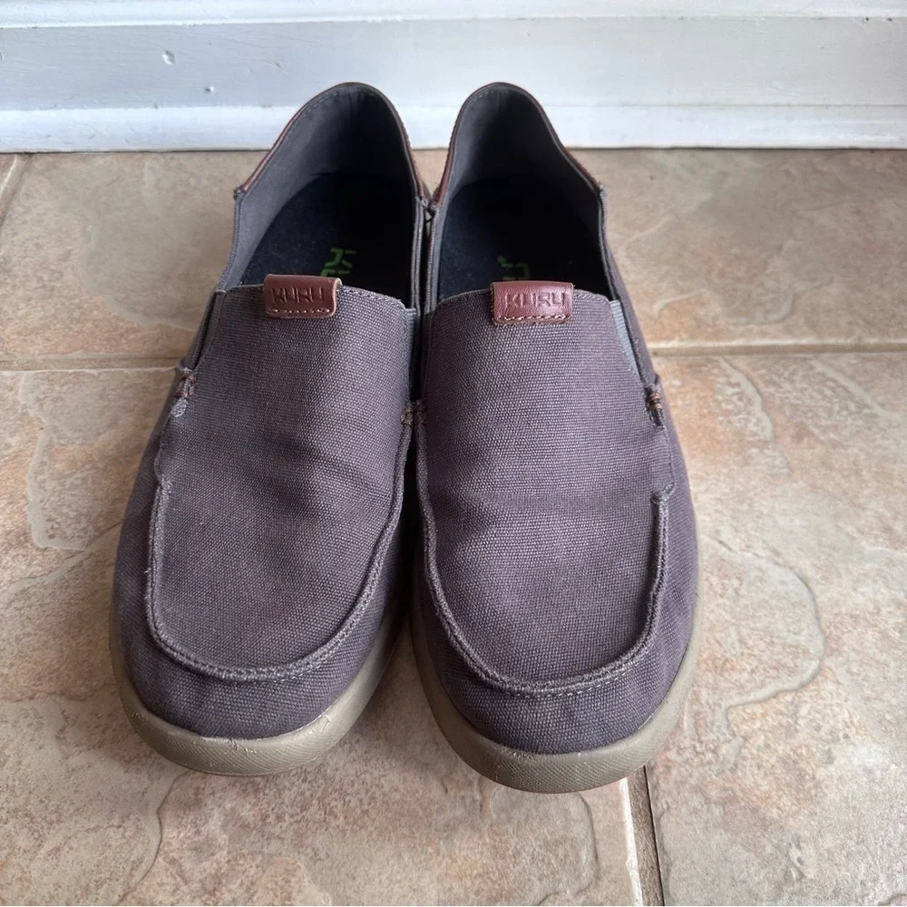 KURU Pace KuruCloud Gray Loafers Slip On Shoes Canvas Leather​​​​